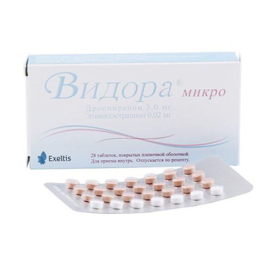 Відора мікро таблетки 3.0 мг/0.02 мг №28 (21 таблетка рожевого кольору та 7 таблеток білого кольору)